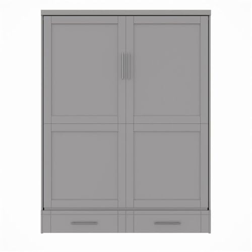 Queen Size Gray Murphy Wall Bed in Solid Wood R226083