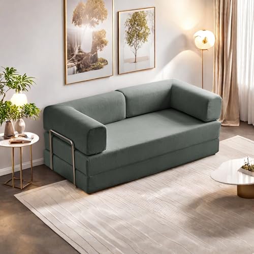 Foldable Floor Sofa Bed with Pillow Back and Armrest, Dark Gray S29408