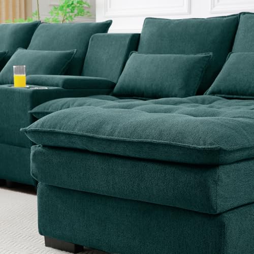 Modular Sectional Sofa with Ottoman, U-Shaped Lounge Couch H930