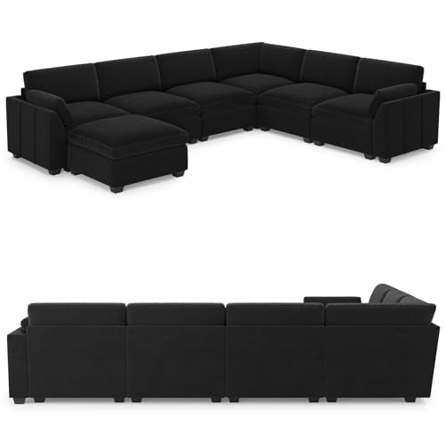 Extra Large Modular Sectional Sofa, 4-Seater L Shaped Couch, Velvet Convertible for Living Room L139