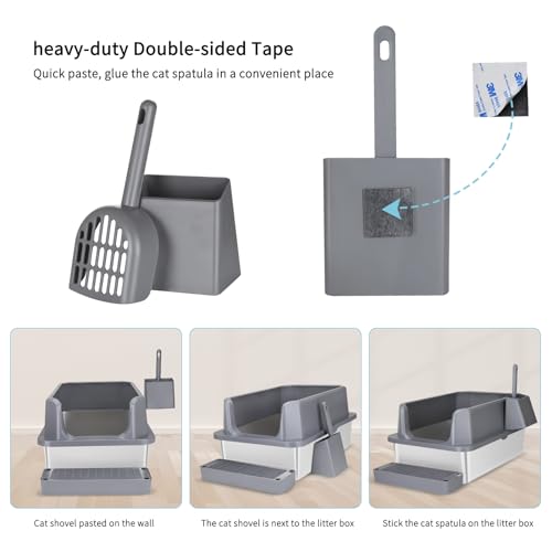 Enclosed Stainless Steel Cat Litter Box with Scoop, High Sided, Anti-Leakage, Easy Cleaning I97563
