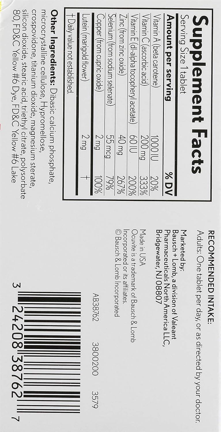 Vitamin and Mineral Supplement for Eyes with Lutein, 240 Tablets Z5055