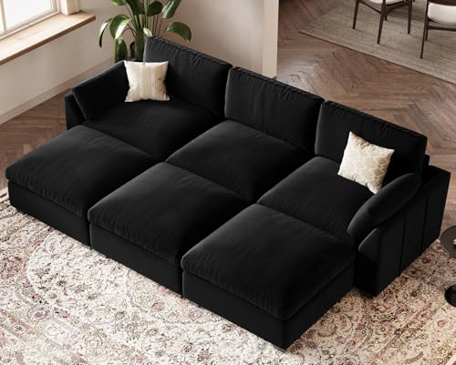 Extra Large Modular Sectional Sofa, 4-Seater L Shaped Couch, Velvet Convertible for Living Room L139
