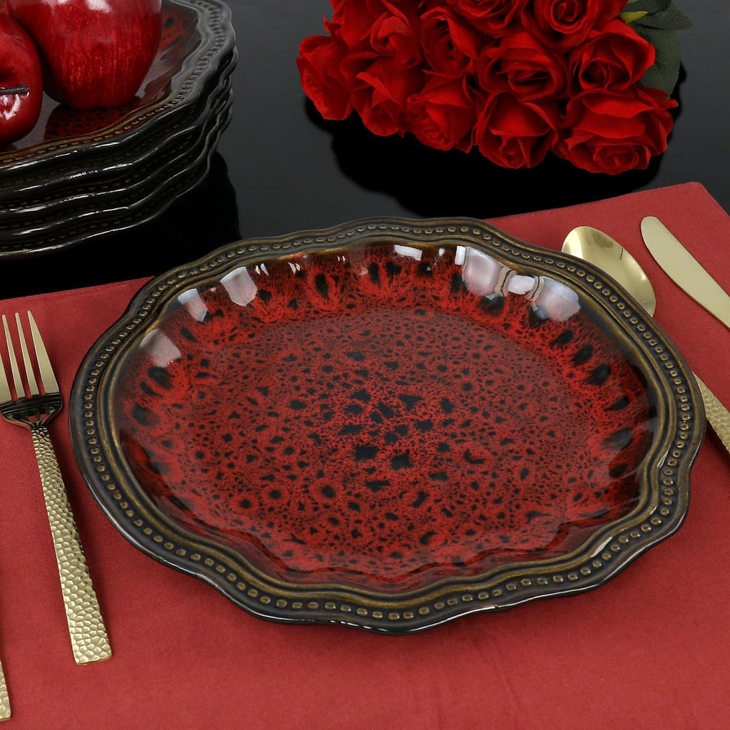 6 Piece Stoneware Dinner Plate Set Red X4106