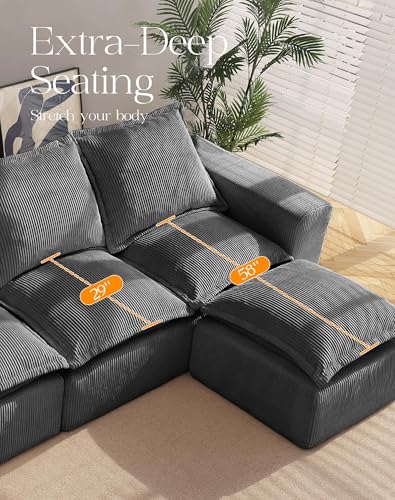 Modular Sectional Sofa with L-Shape Chaise, Deep Seat, No Assembly Required M95554