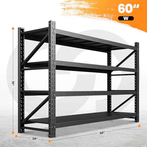 Heavy Duty 4-Tier Metal Garage Shelving Unit, Adjustable Steel Storage Rack D5378