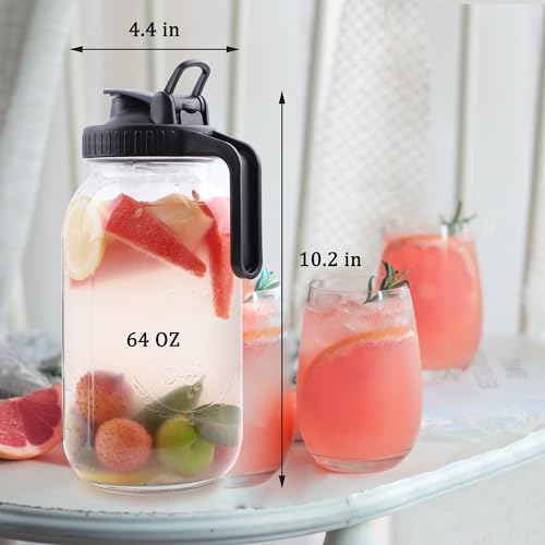 Glass Pitcher 64 oz with Airtight Pour Spout Lid A8613