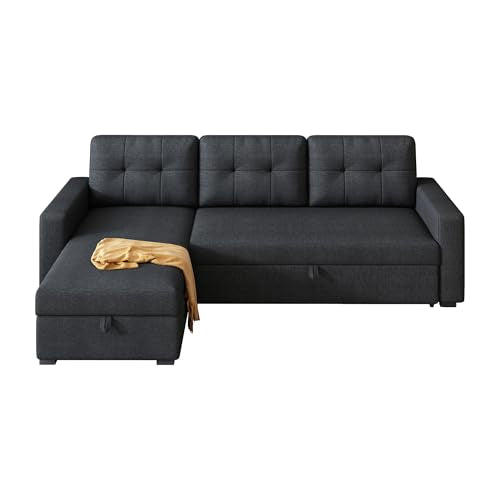 L-Shape Reversible Sectional Sleeper Sofa Bed with Storage Chaise L16844