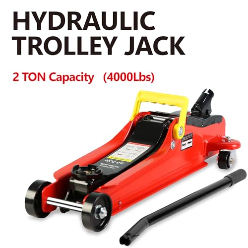 Heavy Duty Hydraulic Floor Jack, Low Profile Steel Racing Jack, 2 Ton Capacity, Blue H1350