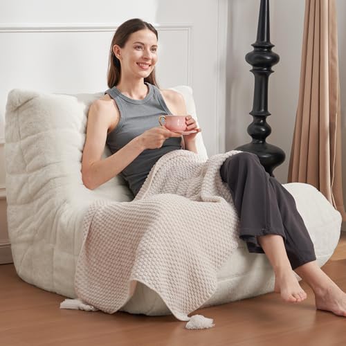 Bean Bag Chair for Adults with Memory Foam, Black Plush X409228