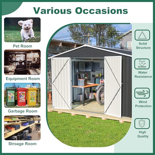Outdoor Storage Shed, Heavy-Duty All-Weather Tool Shed with Lockable Doors C3585