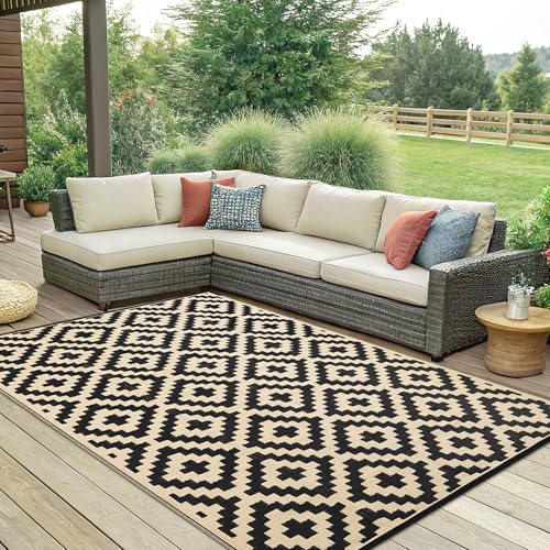 Waterproof Outdoor Rug 5x8 ft, Reversible Plastic Straw Patio Mat Z2613