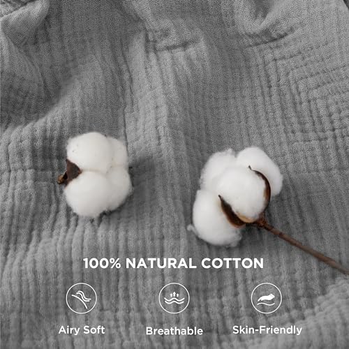 100% Cotton Muslin King Size Blanket - Breathable Lightweight Gauze, 4-Layer, Beige, 108x90 Inches R580