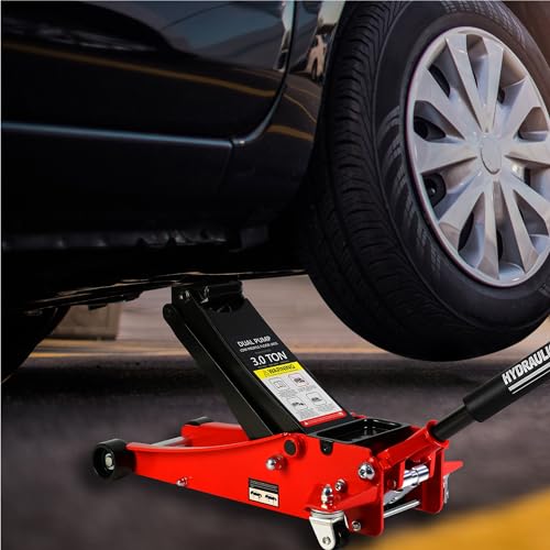 Heavy Duty Hydraulic Floor Jack, Low Profile Steel Racing Jack, 2 Ton Capacity, Blue H1350