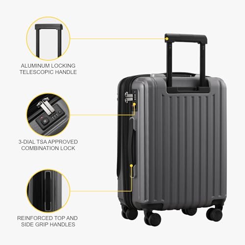 Carry On Luggage, 20" Hardside Spinner Suitcase with TSA Lock E464786