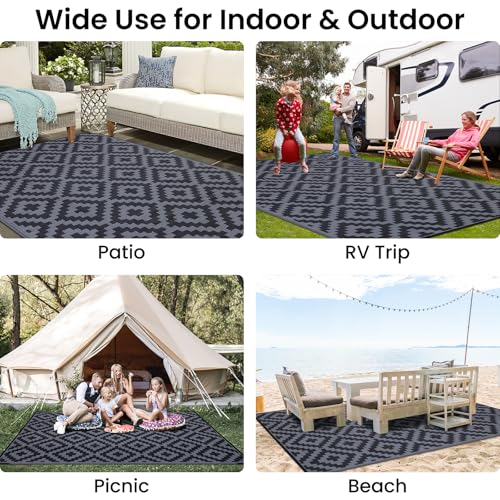 Waterproof Outdoor Rug 5x8 ft, Reversible Plastic Straw Patio Mat Z2613