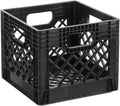16QT Heavy-Duty Plastic Square Milk Crate Adult, Child, Teen,Black