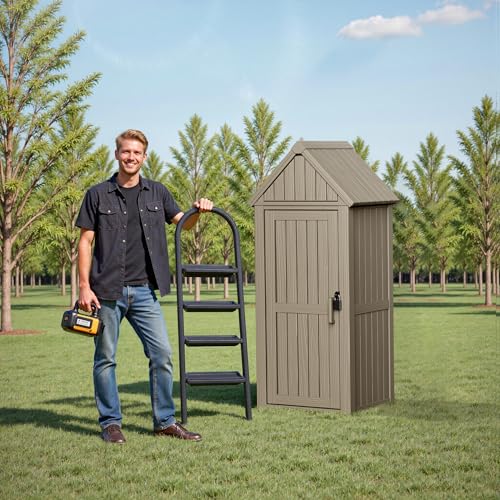 Outdoor Storage Shed with Lock, Waterproof Resin Garden Cabinet K95396