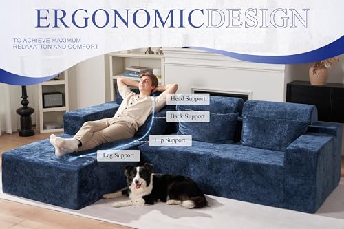 L-Shape Modular Sectional Sofa with Deep Seat, No Assembly Required C597556