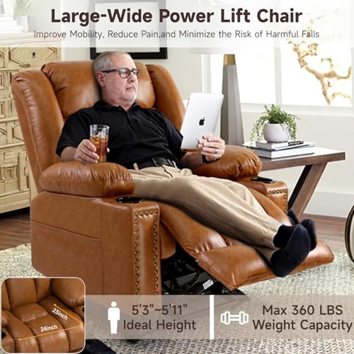 Power Lift Recliner Chair for Elderly with Heat and Massage, Adjustable Positions, Dark Brown P618617