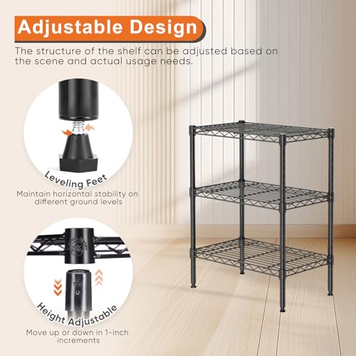 4-Shelf Storage Shelving Unit, Adjustable Metal Wire Racks, Heavy Duty Standing Shelf Organizer W583383