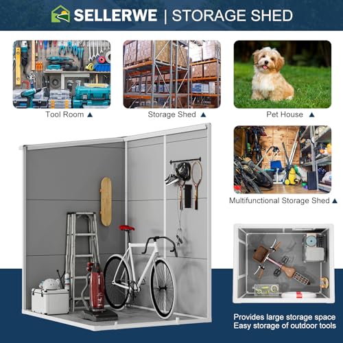 Resin Storage Shed, Waterproof Outdoor Tool Shed with Floor, Double Lockable Doors I89690