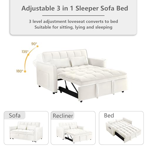 Convertible Sleeper Sofa Bed with Pull-Out Bed and Adjustable Backrest V521