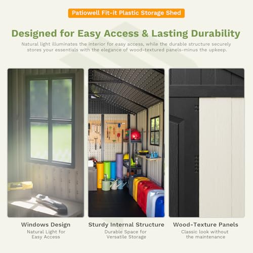 Outdoor Plastic Storage Shed with Floor, Window and Lockable Door A4787