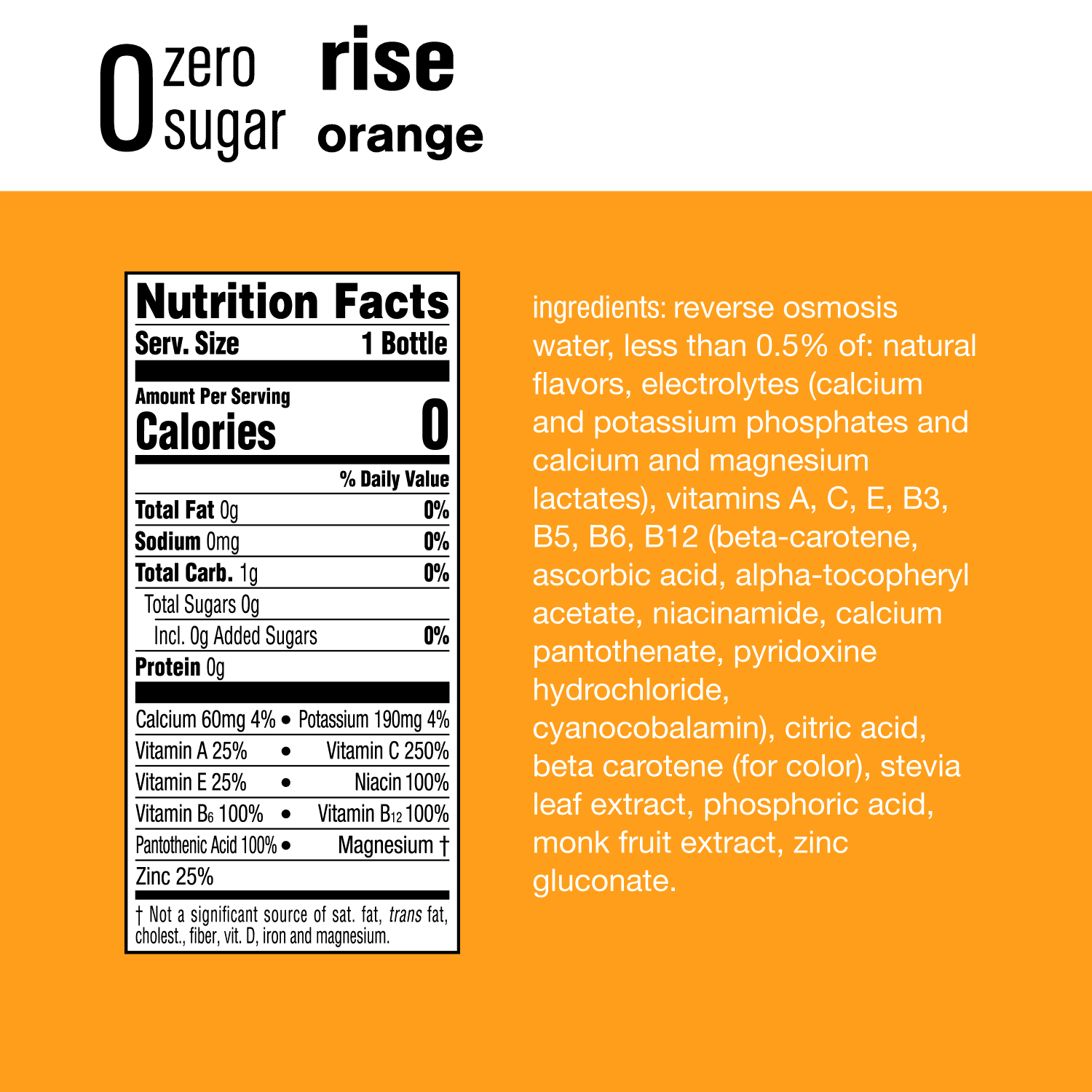 Zero Sugar Electrolyte Enhanced Water with Vitamins, Orange, 20 fl oz, 12 Pack W9987