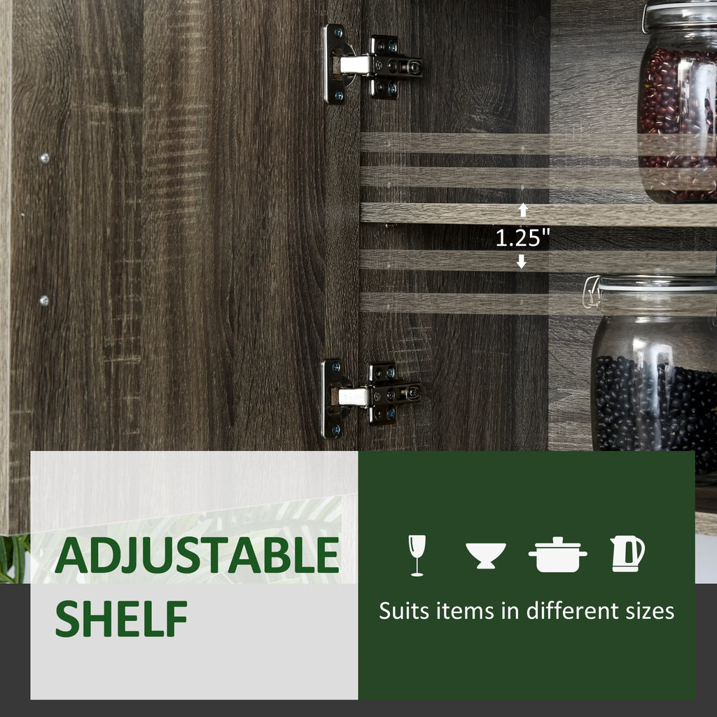 Kitchen Pantry Storage Cabinet with Microwave Stand and Adjustable Shelves K408197
