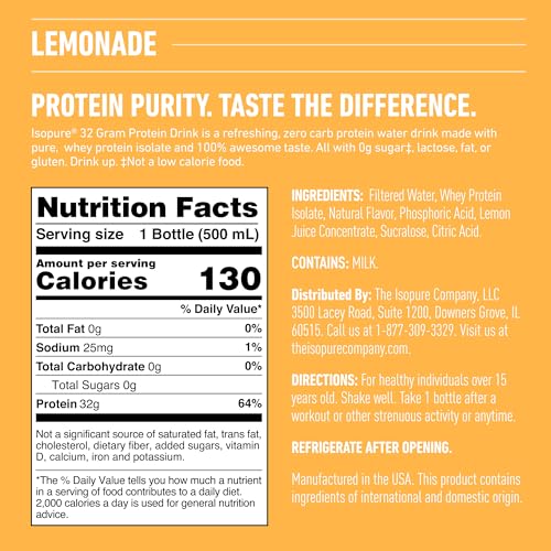 Zero Carb 32g Clear Protein Ready-to-Drink, Whey Protein Isolate, Blue Raspberry, 12 Pack F664096