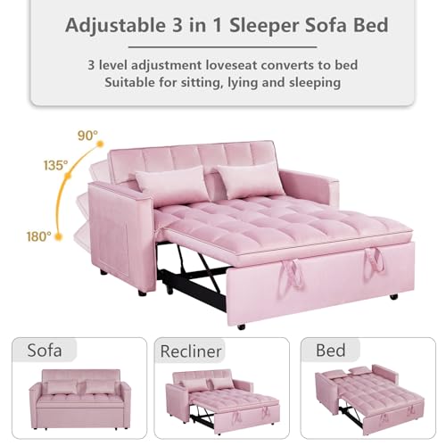 Convertible Sleeper Sofa Bed with Pull-Out Bed and Adjustable Backrest V521