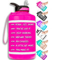 NatureWorks HydroMATE Half Gallon Water Bottle with Time Markers BPA Free Reusable Leak Proof Jug with Straw and Handle 64 oz