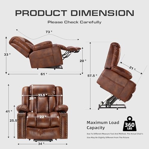 Power Lift Recliner Chair for Elderly with Heat and Massage, Adjustable Positions, Dark Brown P618617