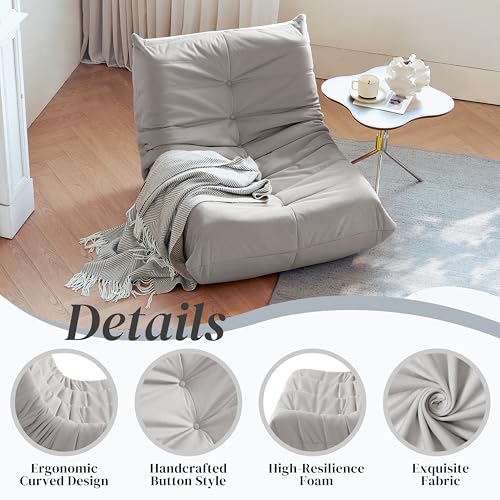Bean Bag Chair for Adults, Suede & Microfiber Corner Lounge Sofa, 3-Seater, Beige F9802