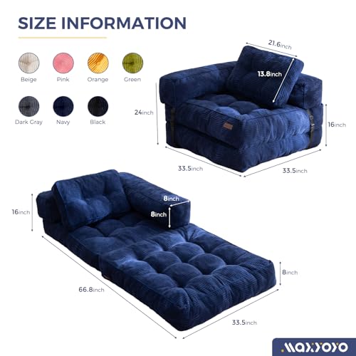 Folding Sofa Bed, L-Shaped Convertible Sleeper Couch with Armrest and Pillow, Dark Grey M375676