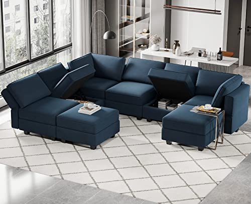 Modular Velvet Sectional Sofa with Chaise Lounge and Storage X4138