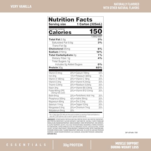 Vanilla Protein Shake, Ready to Drink, 12 Count O83159