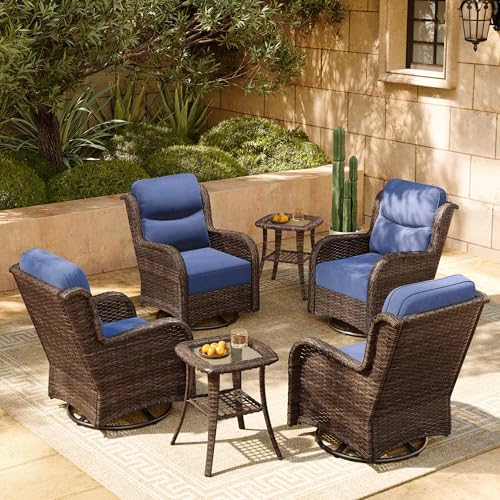 Outdoor Wicker Conversation Set with Cushions, 7 Pieces P4930