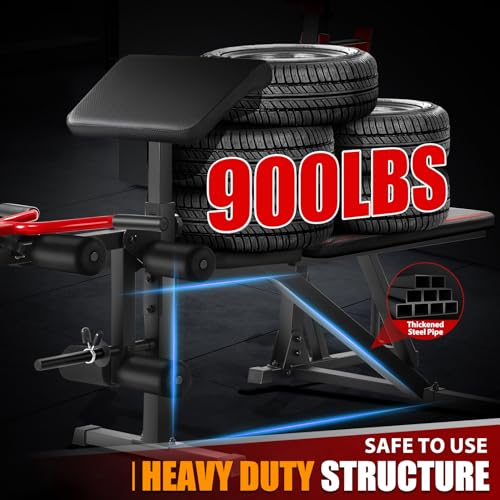 Weight Bench Set with Barbell and Squat Rack, Heavy Duty Adjustable for Home Gym B716371