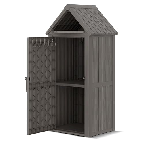 Outdoor Resin Storage Shed with Removable Shelves and Lock X97920