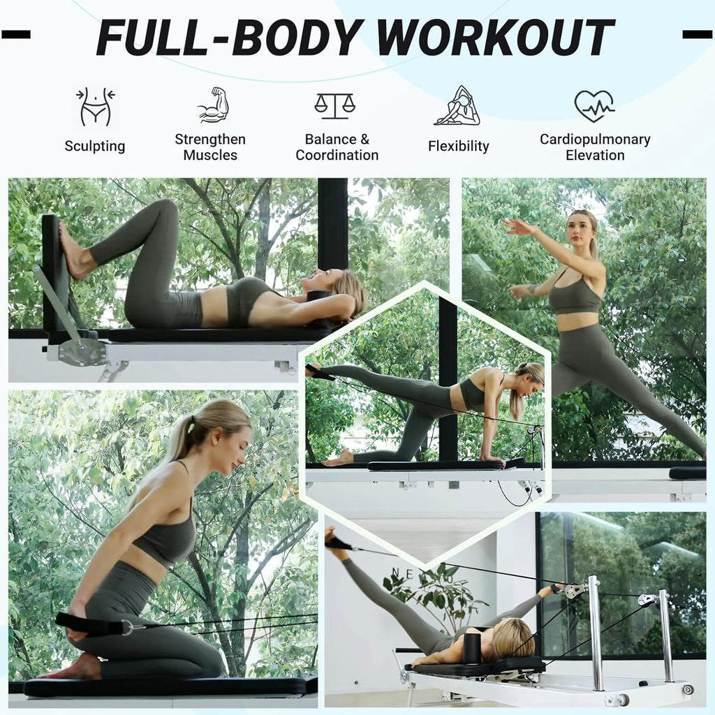 Foldable Pilates Reformer with Dual Resistance for Home Use S62081