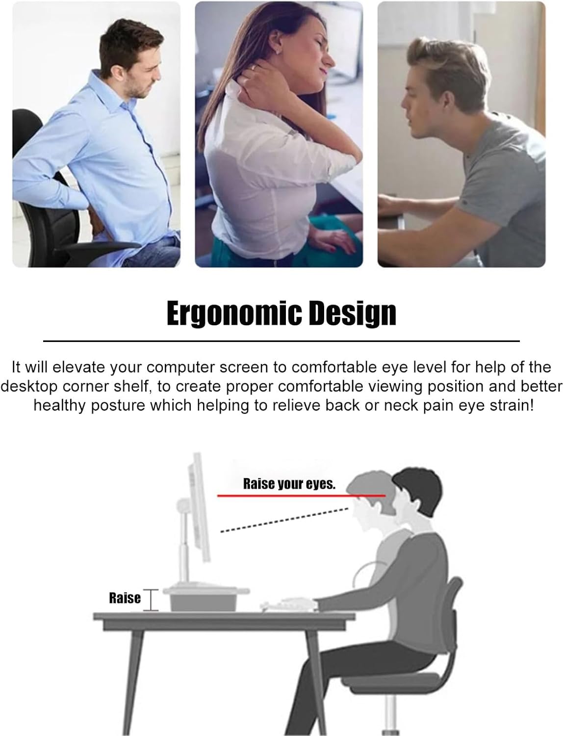 Corner Monitor Stand with Wood Desk Storage Organizer D168610