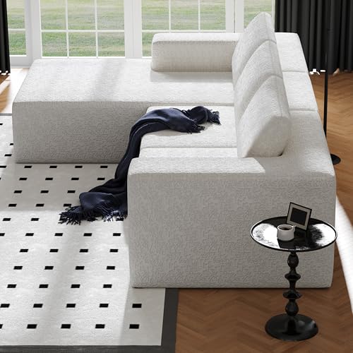 Modular Sectional Couch with L-Shape Chaise, Deep Seat, White Q446344