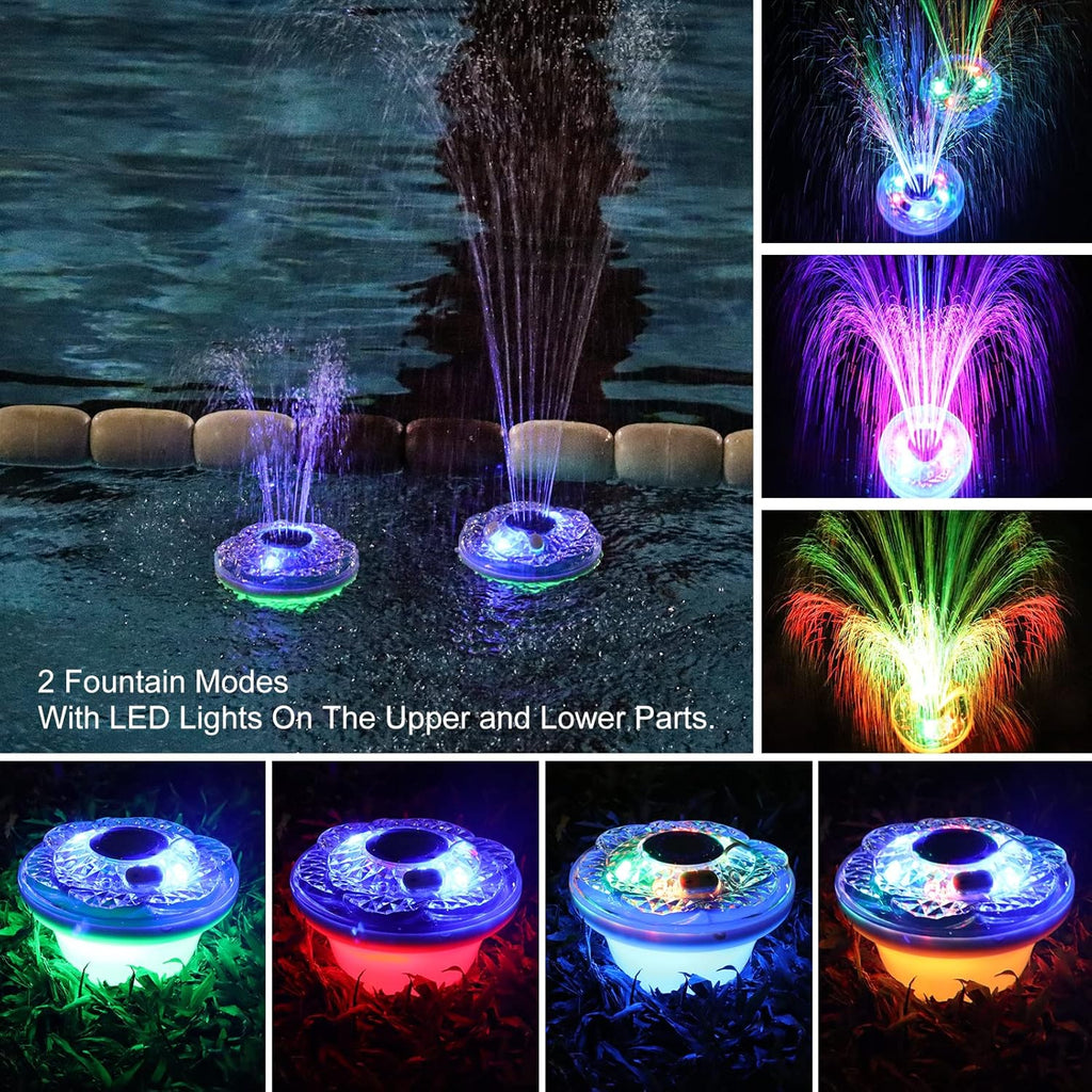 Floating Pool Fountain with Light Show, Rechargeable, IP68 Waterproof Z943