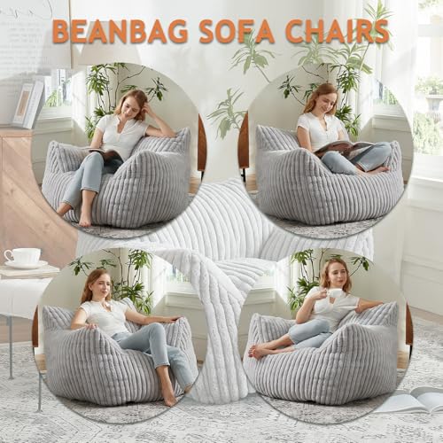 Plush Bean Bag Chair with Armrests for Adults and Teens M473