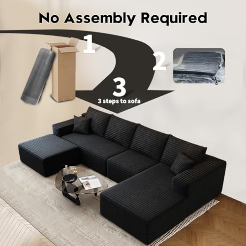 Modular Sectional Sofa with Ottoman, U-Shaped Deep Seat Couch for Living Room O870