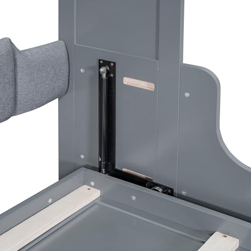 Murphy Bed Queen Size with Cushion, Foldable Sofa Bed Frame with Slat Support, White C2974