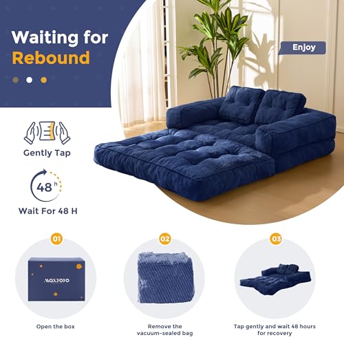 Folding Sofa Bed, L-Shaped Convertible Sleeper Couch with Armrest and Pillow, Dark Grey M375676