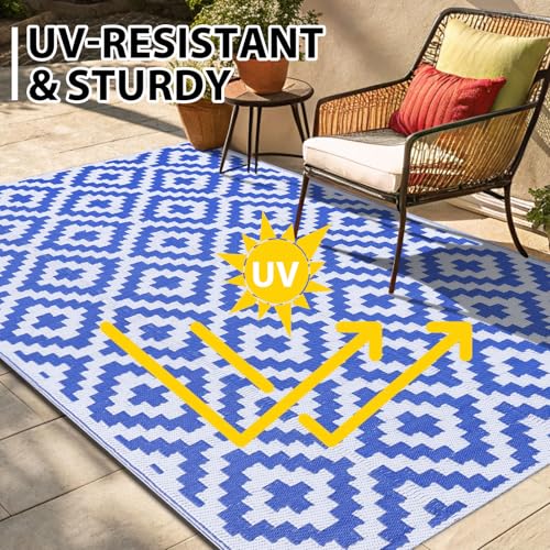 Waterproof Outdoor Rug 5x8 ft, Reversible Plastic Straw Patio Mat Z2613